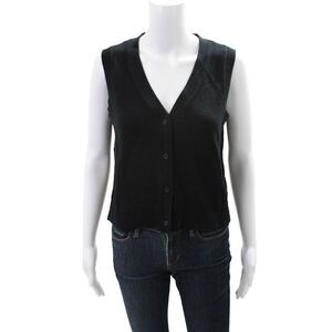 Rails Women's V-Neck Sleeveless Button Down Ribbed Sweater Black Size S